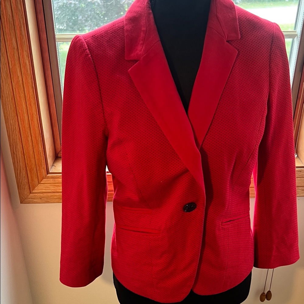 Women's Red with black polka dots Blazer